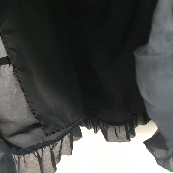 Carole Little Black Embroidered Floral Print Skirt Silk Size 14 - Picture 4 of 6